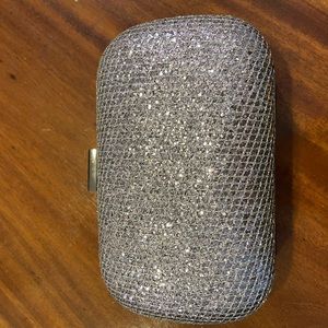 Small silver sparkly clutch